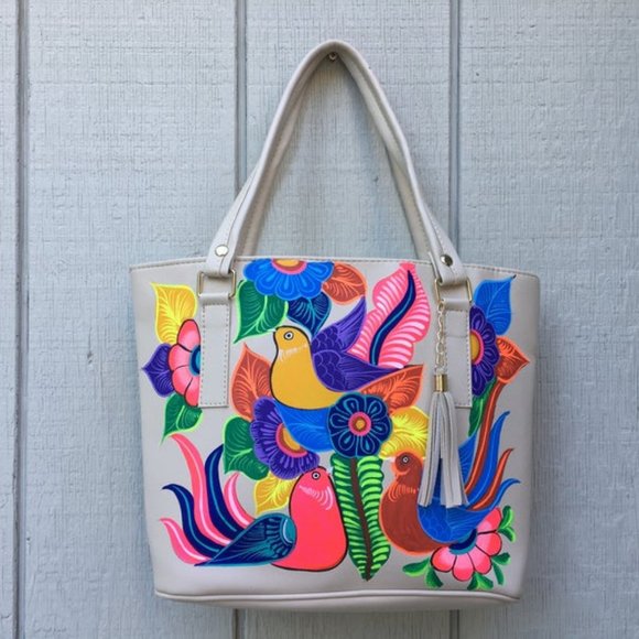 Hand Painted Mexican Tote Bag - Picture 1 of 4